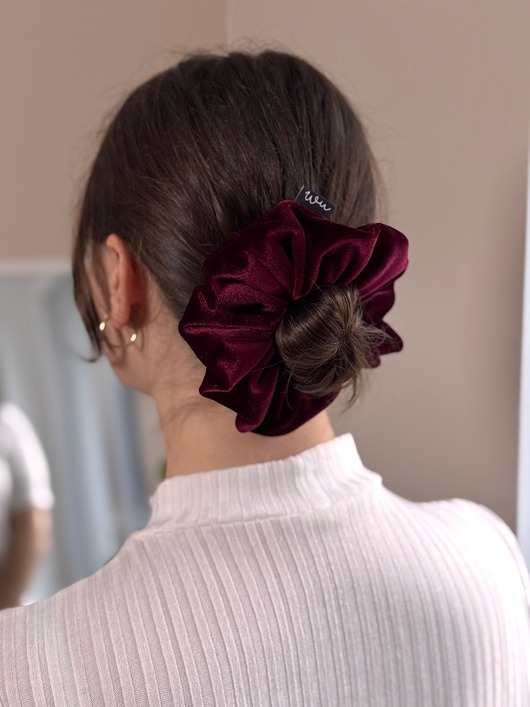 gumki do włosów Big scrunchie Burgundowa