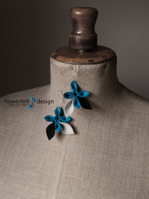 turkus z szarym FlowerFelt Design