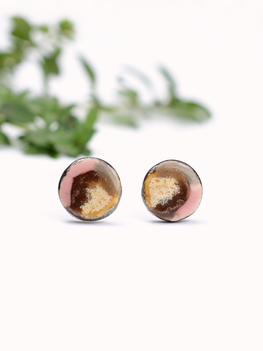 kolczyki ceramiczne Kolczyki pudrowe krajobrazy-sztyfty ceramiczne