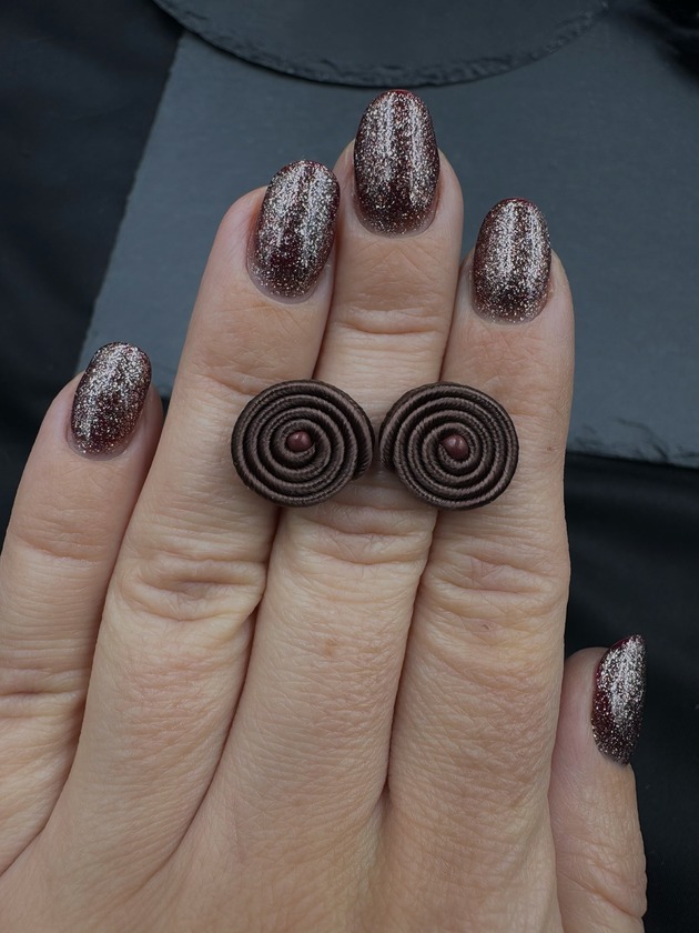 kolczyki soutache Czekoladowe sztyfty