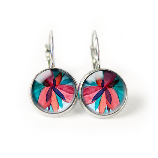 kolczyki szklane RED FLOWERS kolczyki wiszące