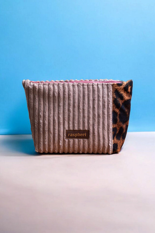 kosmetyczki Sztruksowa kosmetyczka MAXI panterka