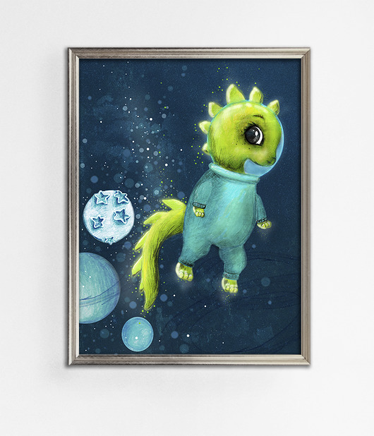 Kosmo,diznozaur,kosmiczny obrazek,plakat Mojo Graffi