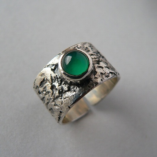 pierścionki srebrne Pierścionek - zielone oko -