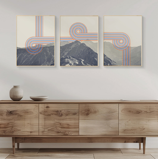 plakaty Plakaty góry Tatry, zestaw/tryptyk w stylu retro, mid-century.
