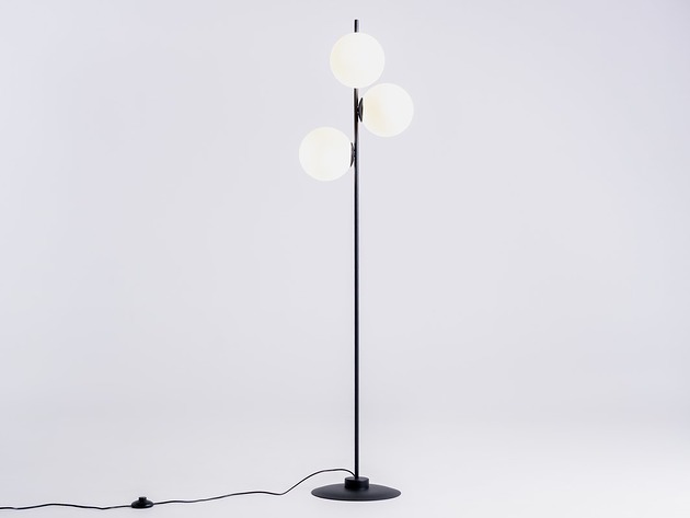 lampy podłogowe Designerska lampa podłogowa BOBLER 3 klosze szklane mleczne