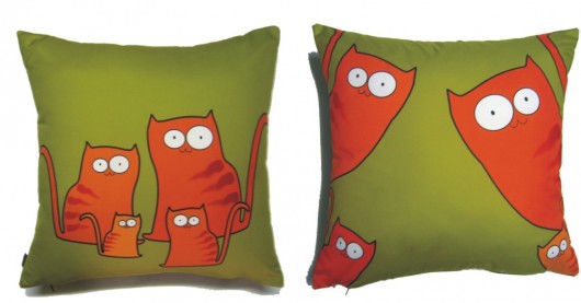 Dwie poduszki z kotami  na zamówienie Gaul Designs