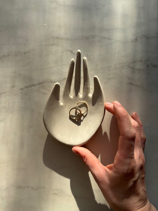 pojemniki na biżuterię Ceramiczna Łapka Handmade Talerzyk na Biżuterię Pearl White