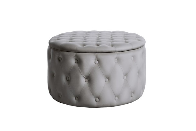 pufy do siedzenia Pufa puf ze schowkiem Barock Chesterfield aksamitna szara 75cm