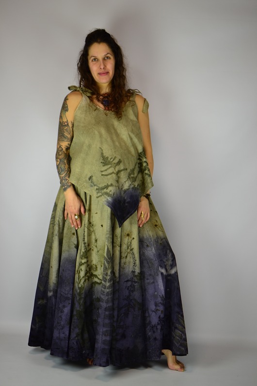 spódnice maxi Barwiona Roślinami Spódnica "Nimfa z Głębin"