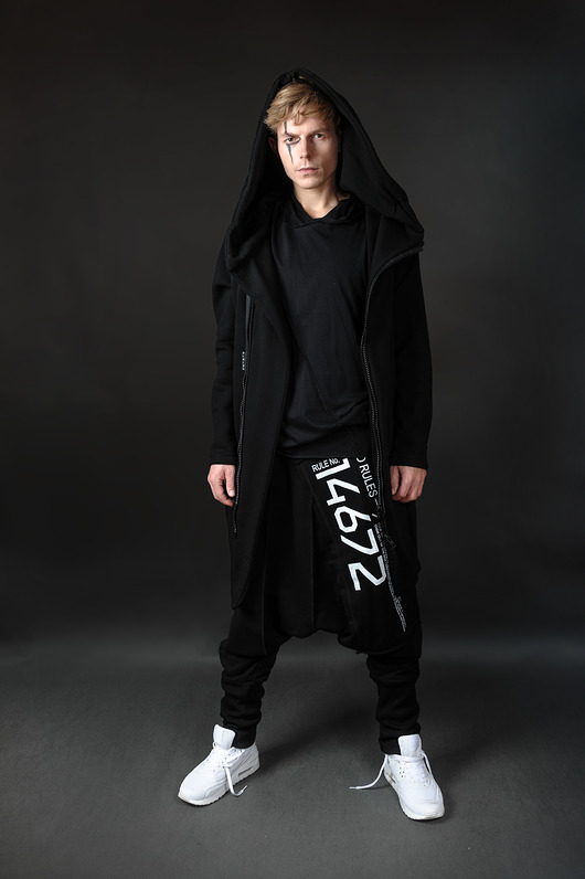 spodnie męskie Czarne wygodne spodnie baggy  NO RULES unisex