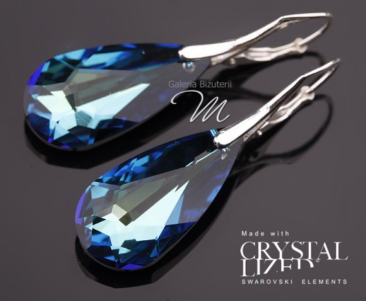 Ekkluzywne kolczyki kryształ Swarovski Bermuda Blue mellody