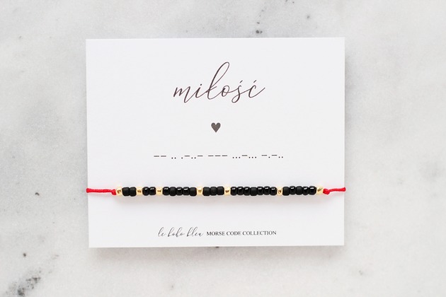 bransoletki na sznurku MIŁOŚĆ - alfabet Morse'a - bransoletka