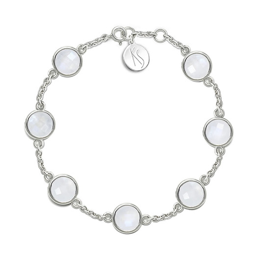 bransoletki srebrne Aura - Bransoletka srebrna z kamieniami księżycowymi