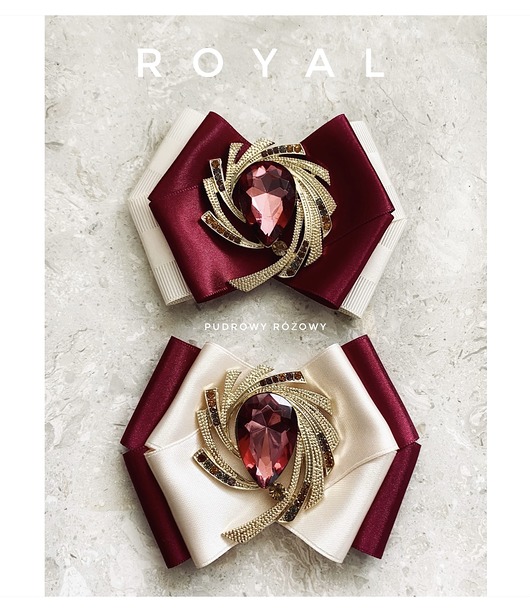 broszki Brosza  ROYAL   z bordowym kryształem