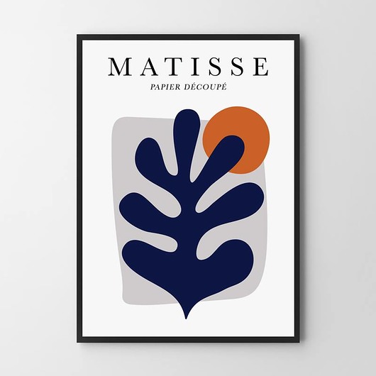 plakaty Plakat Matisse  Navy Blue niebieski liść