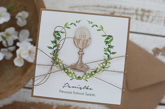 kartki na komunię Kartka na komunię - pamiątka komunii ręcznie robiona Prezent