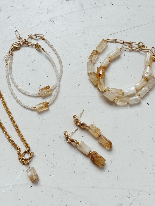 kolczyki z mosiądzu Kolczyki  z cytrynem