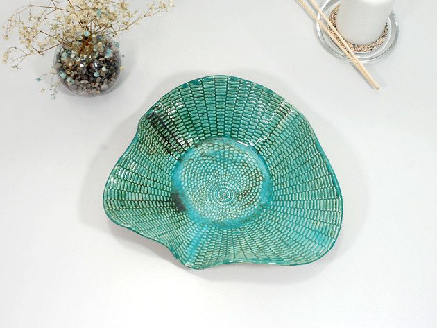 miski i misy Duża misa dekoracyjna - turkusowa muszla