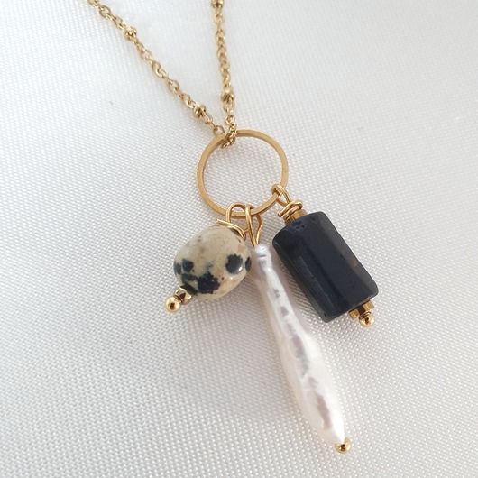 naszyjniki - inne Łańcuszek z turmalinem i jaspisem