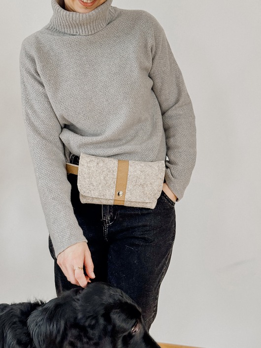 saszetka nerka Marmollada - torebka filcowa nerka BEŻOWA + b