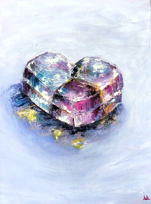 obrazy JESTEM obraz olejny na płótnie 30 x 40 serce miłość prezent na Walentynki