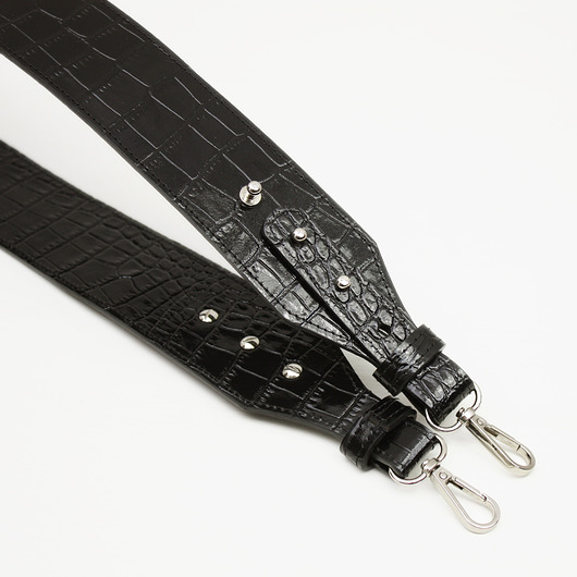 paski damskie Szeroki pasek do torebki ze skóry naturalnej wzór krokodyla
