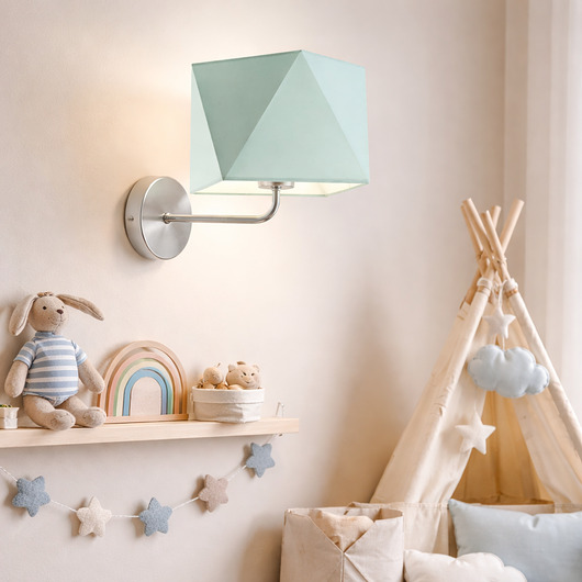 lampy do pokoju dziecka Nowoczesny kinkiet do pokoju dziecka TURYN KIDS z miętowym abażurem
