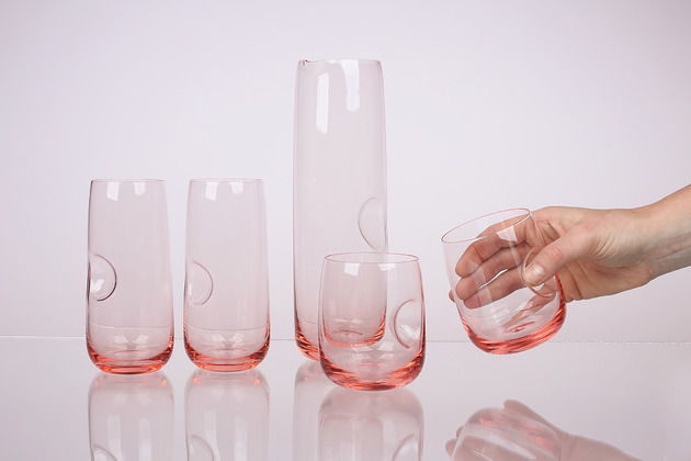 szklanki i kieliszki ON FINGER PINK / set maxi 2+2+1