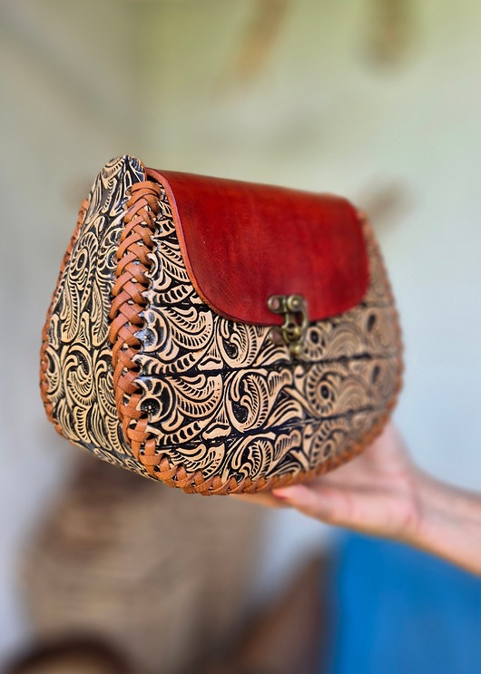 torby na ramię Torebka skórzana Rala kwiaty ręcznie robiona