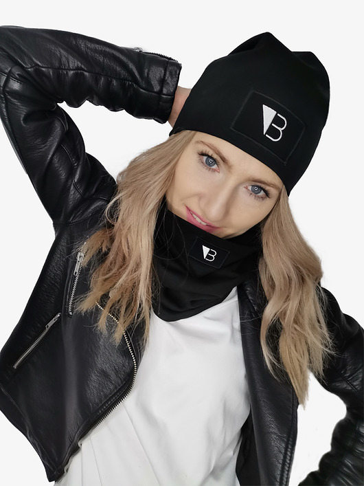 Czarny zestaw czapka smerf+komin/unisex Lucas Brondel