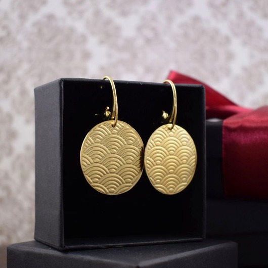 kolczyki wire wrapping Ornamenta - kolczyki złocone fale