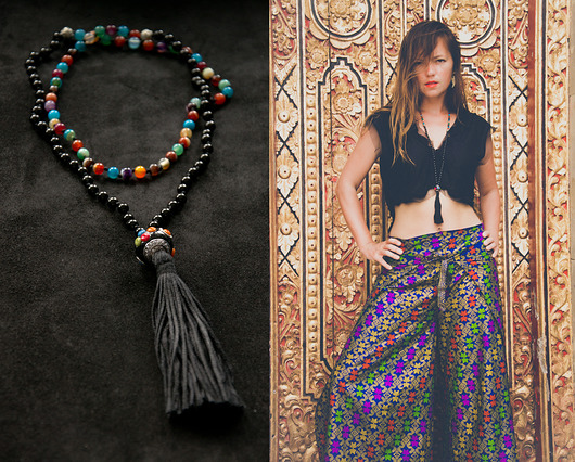 BALI DANCER MALA naszyjnik agat z onyksem NOMAD ACCESSORIES