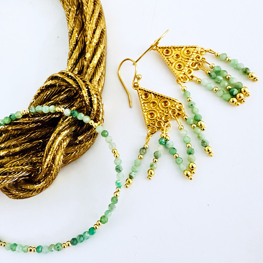 komplet biżuterii GREEN MOOD komplet bizuterii SZMARAGDY, kamienie naturalne