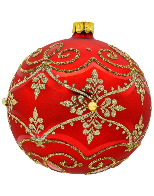 bombki Bombka okrągła z ornamentem: czerwona