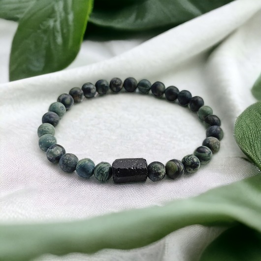 bransoletki z kamieni naturalnych Damska : jaspis & turmalin : ochronna bransoletka