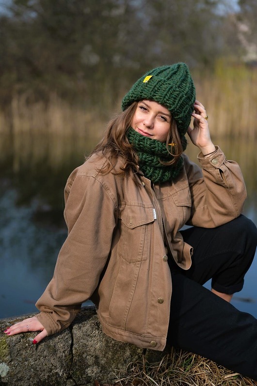 czapki damskie Komplet zimowy PERUVIAN WOOLY wełniana czapka i komin-