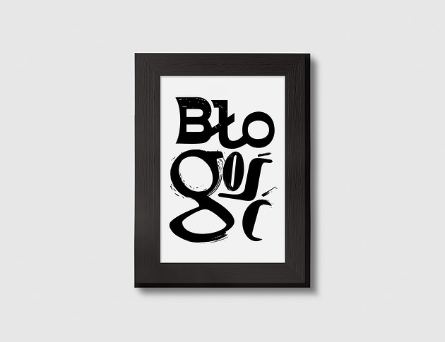 grafiki i ilustracje Błogość grafika typograficzna w drewnianej ramce A5
