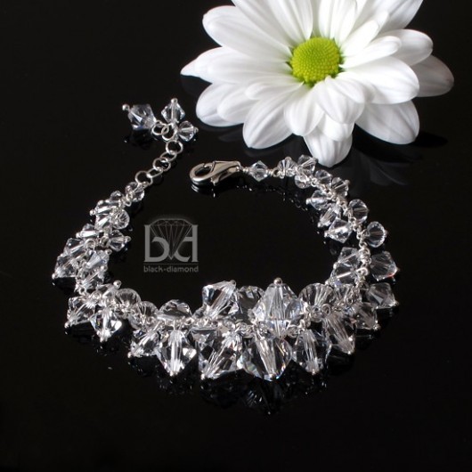 Gronkowa krystaliczna bransoletka kryształ Swarovski Black Diamond