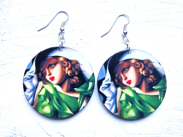 kolczyki drewniane Tamara w zieleni