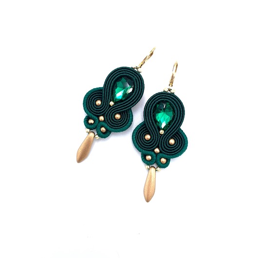 kolczyki soutache Kolczyki sutasz zielone delikatne romantyczne małe lekkie Olivia