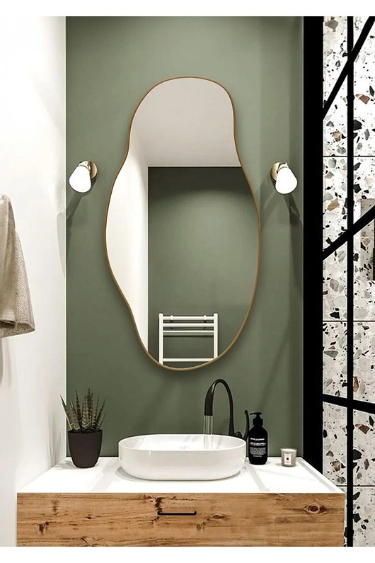 lustra stojące i wiszące Asymetryczne Lustro ścienne 40x75 cm w gold/złota ramie