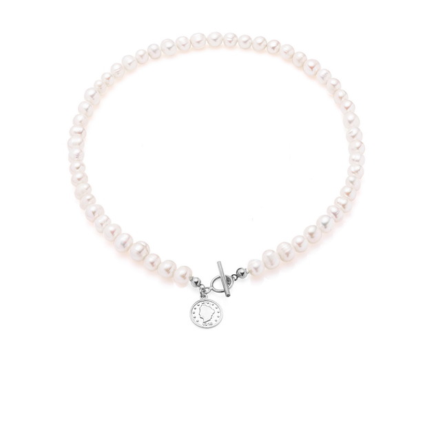 chokery Choker naszyjnik z naturalnych pereł, srebra 925