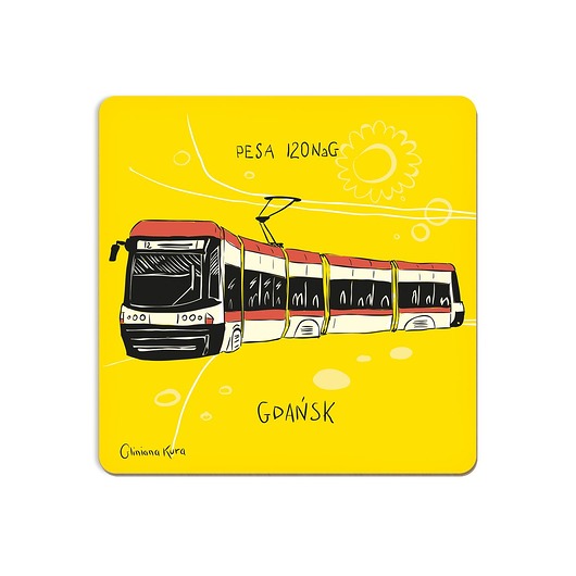 Podkładka pod kubek Gdańsk Tramwaj Pesa 120NaG Gliniana Kura