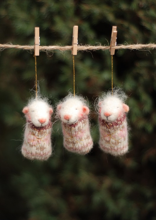 Świąteczne Myszki- komplet 3 sztuk BoboLobo Handicraft