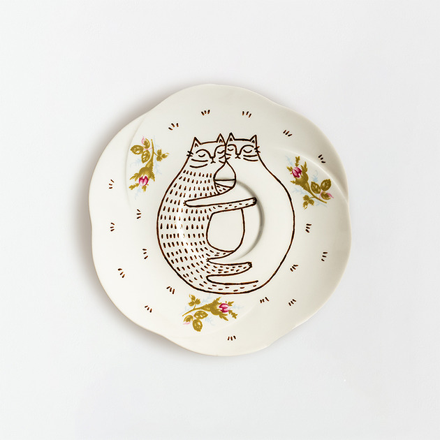 Ozdoby na ścianę Talerz na ścianę - kocia miłość