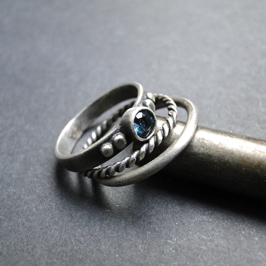 pierścionki srebrne Zestaw Trio Topaz