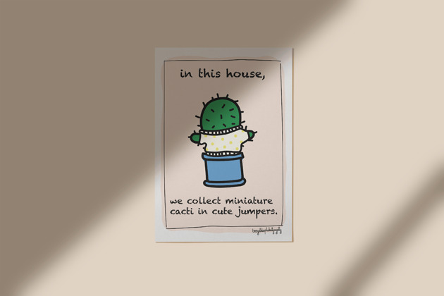 plakaty Plakat - In this house, we collect miniature cacti in cute jumpers.