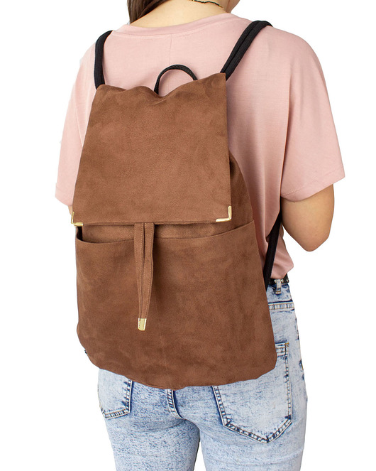 Plecak brązowy zamsz sacky bag