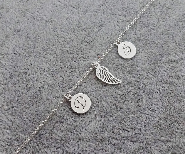 Bransoletka Personalizowana Dwie Literki Skrzydło Loa Jewellery